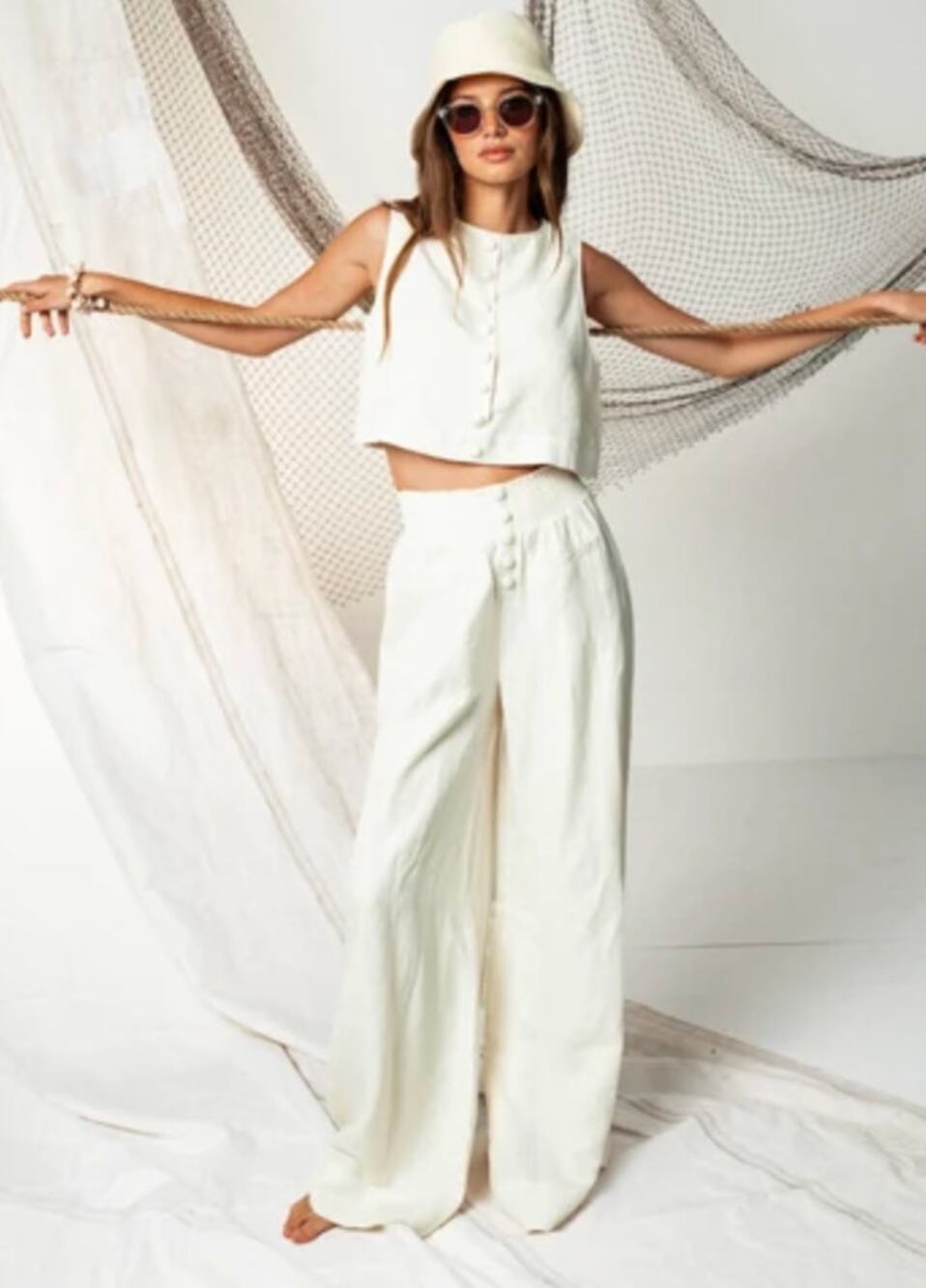 NWT WeWoreWhat Button Front Palazzo Pant, Medium